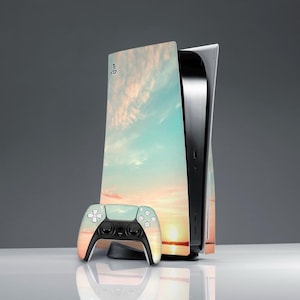 Aesthetic sky print PS 5 skin nature Light blue pink Sunset print skin Sticker decal Summer Spring art ps 5 CD skin ps 5 digital skin Simple