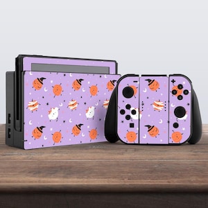 Kawaii Halloween decor Light purple skin nintendo switches skin Nintendo switches accessories Apple Pumpkin Switch skin Switch Joy Con skin