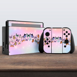 switch skin kawaii switch skin pastel switch skin butterfly cute vinyl sticker aesthetic decal for console dock controller joycon joy con