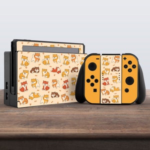 switch skin japan switch skin dogs kawaii switch skin shiba vinyl decal for console dock controller joycon joy con skin pastel skin yellow