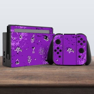 switch skin occult switch skin purple switch skin witch sticker black aesthetic decal for console dock controller joycon joy con skin violet
