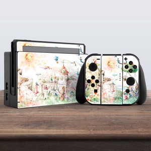 Fairy tale castle Cute cartoon print Nintendo switches accessories Controller Decal Dock Switch skin Dock decal Sticker wrap Full wrap skin