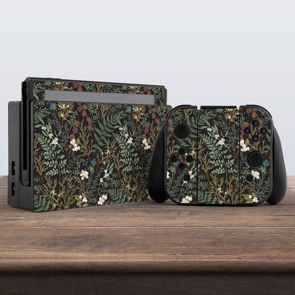 Floral skin Tropical leaves art Nintendo switches accessories Forest plants print Switch skin Switch Joy Con skin nintendo switches skin