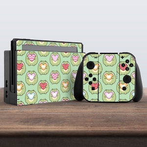 Funny frogs art Nintendo skin green Hearts ranbow art Nintendo switches accessories nintendo switches skin Switch Joy Con skin Controller