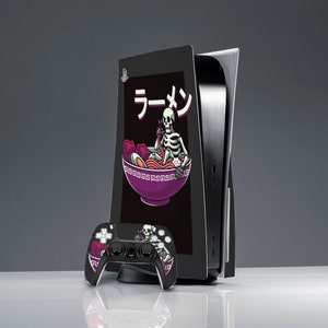 Occult ramen art PS 5 skin skull Skeleton art skin PS 5 console cover sticker decal PS 5 skin Console Skin Sticker wrap friends gift goth