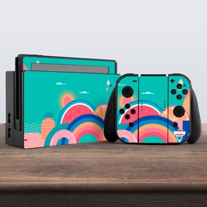 Summer print skin Nintendo switches skin Switch Joy Con skin Rainbow fruits Sticker decal Controller Decal Dock Console skin Nintendo skin