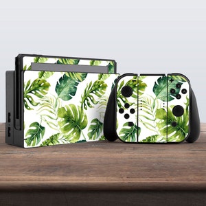 switch skin leaves switch skin green nintendo skin floral nintendo skin tropic Dock sticker Joy Con skin Joycon Decal Dock skin Console