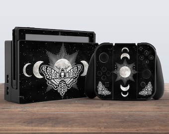 switch skin black switch skin witch switch skin moon skin art aesthetic vinyl sticker decal for console dock controller joycon joy con skin