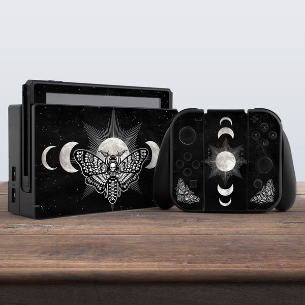 switch skin black switch skin witch switch skin moon skin art aesthetic vinyl sticker decal for console dock controller joycon joy con skin