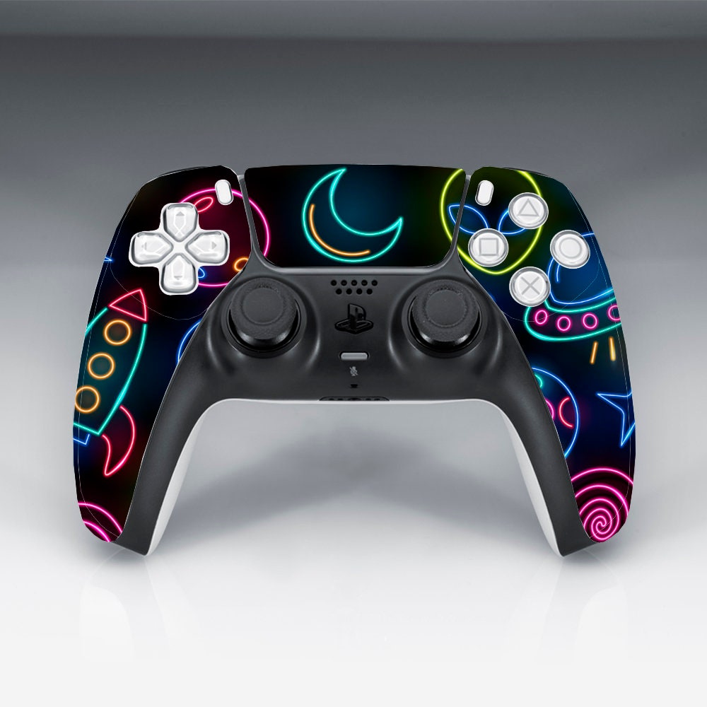 PS5 Skin Black Playstation 5 Skin Neon Space Alien Console and 
