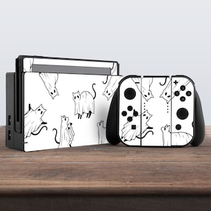 Сat ghost art Nintendo skin white Nintendo switches accessories Halloween decor Switch Joy Con skin Full wrap skin Controller Decal Dock