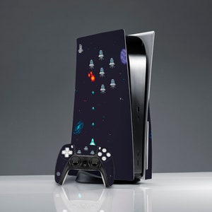 Pixel art print PS 5 skin space Planets Spaceship 90s art skin sticker decal PS 5 controller Sticker wrap PS 5 console cover Funny art skin