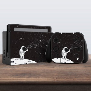 switch skin black switch skin moon switch skin space vinyl sticker aesthetic decal for console dock controller joycon joy con astronaut skin