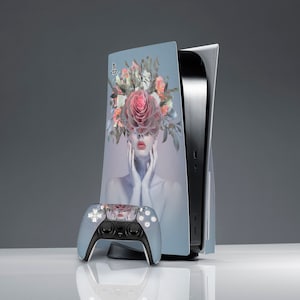 Elegant woman art Floral skin PS 5 console cover Console Skin Sticker wrap PS 5 skin Sticker decal ps 5 controller PS 5 skin woman ps skin