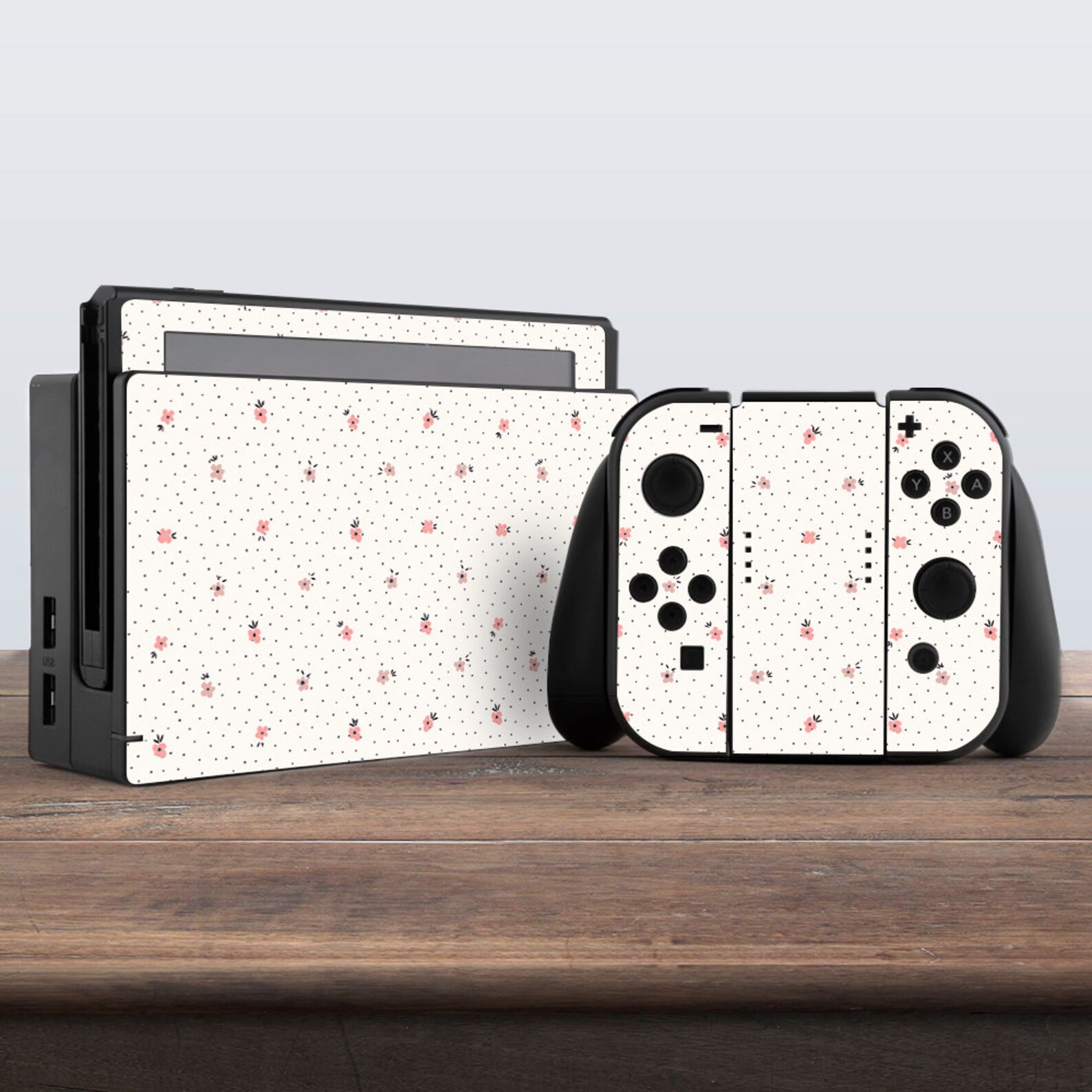 Nintendo Switch Skin Floral Vinyl Sticker Flower Aesthetic Etsy