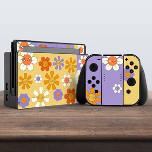 switch skin flowers switch skin yellow switch skin kawaii cute sticker aesthetic decal for console dock controller joycon joy con nature