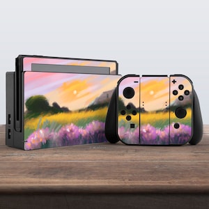 Lavender field print Nintendo skin sun Nintendo switches accessories Sunset art skin Sticker wrap Switch skin Nintendo switches skin Switch