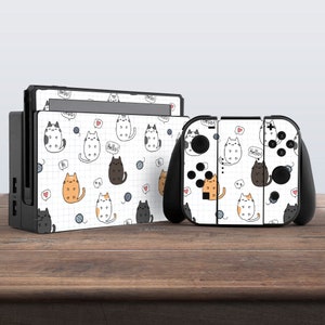 interruttore pelle gatto interruttore pelle geometrica interruttore pelle interruttore a scacchi pelle carta decalcomania Dock Adesivo per console Nintendo Switch Decalcomania Joy Con