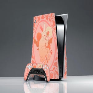 Aesthetic rabbit PS 5 sticker ps 5 controller cute animal art PS 5 skin PS 5 console cover sticker wrap console Skin mystic boho skin