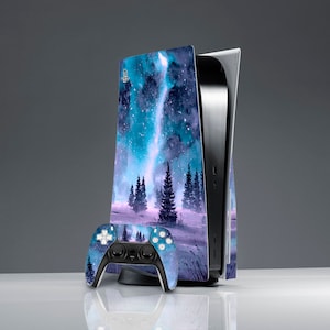 Winter nature PS 5 controller Night art skin PS 5 skin Christmas decor PS 5 console cover Console Skin Friends gift birthday gift ps skin