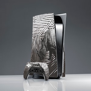 Rhino art skin ps 5 sticker animal print ps skin stripped modern art skin PS 5 console cover friends gift PS 5 controller Full wrap skin fun