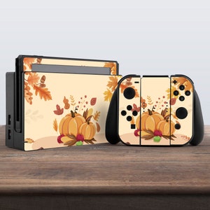 Cute pumpkins art Nintendo skin orange Nintendo switches accessories Autumn Fall art Dock decal Switch Joy Con skin Full wrap skin Switch