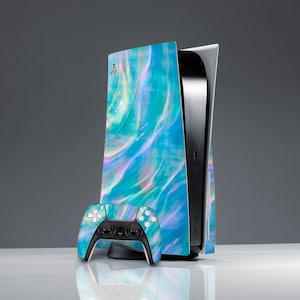 Light blue skin PS skin water aesthetic rainbow art ps 5 skin PS 5 console cover PS 5 controller friends gift Birthday gift Sticker wrap