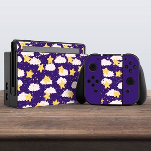 switch skin kawaii yellow star switch skin sky switch skin cloud art sticker decal for console dock controller joycon joy con skin blue cute