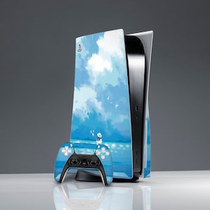 PS 5 skin Anime girl art ps skin woman Blue sky print Inspirational art Sticker decal ps skin nature PS 5 console cover PS 5 controller Cute