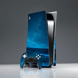 Night ocean print PS skin stars nature art skin sticker decal ps 5 cd skin ps 5 digital skin Sea water print PS 5 skin blue PS skin wave