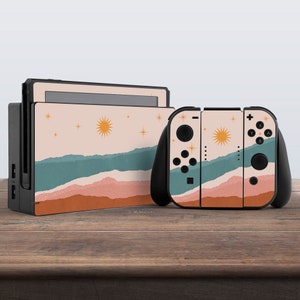 switch skin watercolor switch skin moon switch skin pink sticker aesthetic decal for console dock controller joycon joy con skin pastel