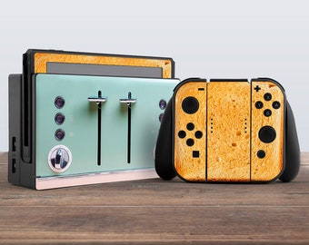 Funny toast print Nintendo skin retro Unique print skin Nintendo switches accessories Sticker teal Dock decal Sticker wrap Console skin