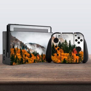 switch skin forest switch skin nature switch skin autumn vinyl sticker green orange decal for console dock controller joycon joy con skin