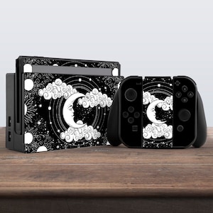 switch skin black switch skin galaxy skin moon kawaii occult space clouds vinyl sticker decal for console dock controller joycon joy con