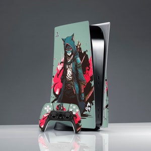 Cool cat print Gamer gift assassin art skin ps 5 skin sticker decal PS 5 controller console Skin PS 5 console cover friends gift sticker