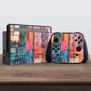 Abstract modern art Nintendo switches accessories Nintendo switches skin Sticker decal Console skin Street art skin Full wrap skin Red Blue