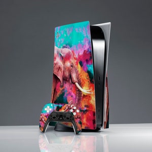 140 PS 5 skin ps skin elephant watercolor art PS 5 console cover ps skin animal sticker decal PS 5 controller African animal print Sticker