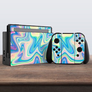 Colorful waves print Nintendo switches accessories Switch skin Switch Joy Con skin Controller Decal Dock Dock decal Console skin Full wrap