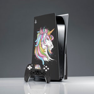 Angry unicorn art PS 5 console cover ps shin horse PS 5 controller PS 5 skin Sticker decal ps skin animal friends gift ps skin man Sticker