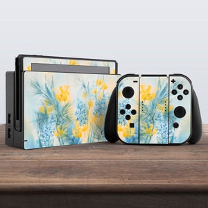 Elegante gelbe Blumen Nintendo Schalter Haut Schalter Joy Con Haut Nintendo Schalter Zubehör Schalter Haut Aufkleber Wrap Dock Aufkleber Sticker