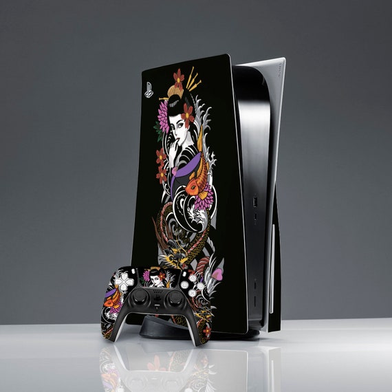 PS5 peau fille asiatique PlayStation 5 Skin anime japon Console et  contrôleur vinyle autocollant autocollant couverture complète autocollant  Wrap couverture autocollant pour ps5 -  France