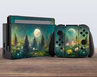 Fairy forest art nintendo switches skin Nintendo skin moon Nintendo switches accessories Console skin Switch Joy Con skin Controller Decal