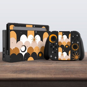 switch skin cute switch skin stars switch skin moon kawaii vinyl decal for console dock controller joycon joy con skin pastel black skin