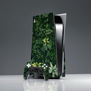 Green Botanical print ps skin nature ps 5 CD skin ps 5 digital skin Summer plants sin PS 5 console cover PS 5 controller Floral skin