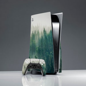 Green forest skin Sticker decal PS skin nature PS skin med PS 5 console cover ps 5 controller friends gift birthday gift foggy tree ps 5