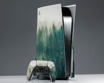 Green forest skin Sticker decal PS skin nature PS skin med PS 5 console cover ps 5 controller friends gift birthday gift foggy tree ps 5