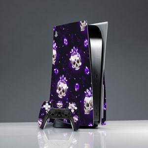 ps 5 skin skull ps skin purple occult black magic ps 5 skin violet PS 5 skin PS 5 controller Sticker wrap ps skin gems PS 5 console cover
