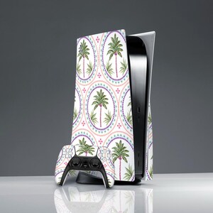 Palm tree print Aesthetic summer art Geometric art cover Sticker decal ps 5 CD skin ps 5 digital skin PS 5 console cover Floral skin Gamer