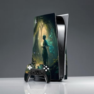 Fairy art skin Sticker decal Forest Nature Aesthetic Fantasy Green skin PS 5 console cover PS 5 controller ps 5 CD skin Sticker wrap ps 5