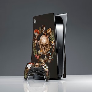 Gothic floral art PS 5 skin skull Aesthetic skeleton art sticker decal PS 5 controller PS 5 skin Sticker wrap Vintage pentagram ps 5 console